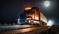 Truck Navigate Empty Roads and Deliver Your Cargo On Time, Generative AI Royalty Free Stock Photo