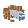 Truck near boxes , delivery of goods