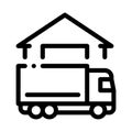 Truck near house icon vector outline illustration