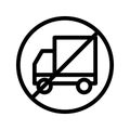 Truck not allowed line vector icon