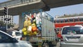 Truck overfilled with plastic waste in Mumbai India