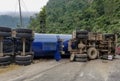 Truck Overturned Causing Major Accident