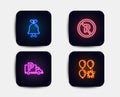 Truck parking, Bell and No parking icons. Balloon dart sign. Free park, Alarm signal, Car park. Vector Royalty Free Stock Photo