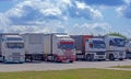 Truck parking at a gas station on a sunny day, fast delivery Royalty Free Stock Photo