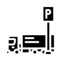 truck parking glyph icon vector illustration Royalty Free Stock Photo
