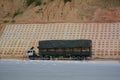 Truck parking on road in Vietnam.