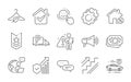 Truck parking, Settings gears and Dots message icons set. Slow fashion, Loyalty points and Stairs signs. Vector