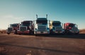 Truck on parking on sunset. American truck parked. Royalty Free Stock Photo