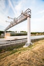 Truck passing through a toll gate on a highway