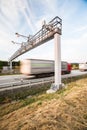 Truck passing through a toll gate on a highway