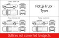 TRUCK pickup types template drawing vector outlines not converted to objects