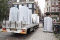 Truck with public urinals Royalty Free Stock Photo