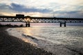 Truck Pulling Camper Across Bridge Royalty Free Stock Photo