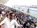 Truck racing on India`s one and only F1 Race Buddh International Circuit with Big Crowd on stadium Royalty Free Stock Photo