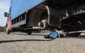 Truck rear wheel repair close-up Royalty Free Stock Photo