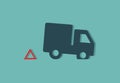 Truck with red warning triangle