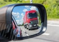 truck reflection in a car mirror Royalty Free Stock Photo