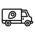 Truck relocation icon, outline style