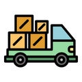 Truck relocation icon color outline vector