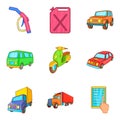 Truck repair icons set, cartoon style Royalty Free Stock Photo