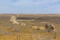 Truck riding to Darvaza Derweze gas crater Door to Hell or Gates of Hell in Turkmenist