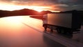 Truck on the road, highway. Transports, logistics concept. 3d rendering Royalty Free Stock Photo