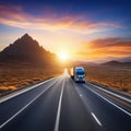 truck on the road Illustration created with Royalty Free Stock Photo