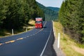 Truck on road in Norway, Europe. Sunny day.