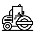 Truck road roller icon, outline style