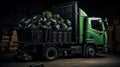 truck on the road, Urban recycling waste and garbage services , Royalty Free Stock Photo