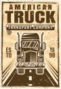 Truck on road vector advertising vintage poster