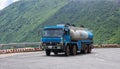 A truck running on mountain road in Yen Bai, Vietnam