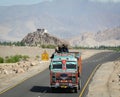 A truck running on road in Ladakh, India