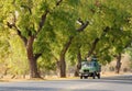 A truck running on the rural road in Bagan, Myanmar