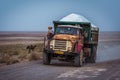 Truck with salt on Maranjab desert, Iran