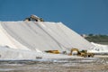 Truck on a sea salt pile at Salin de Giraud saltworks in the Camargue in Provence South of France