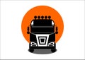 Truck SET black and white vector illustration with background orange and white Royalty Free Stock Photo
