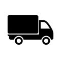 Truck silhouette icon isolated on white background. Simple delivery symbol. Black transport van sign. Shipping service vector Royalty Free Stock Photo