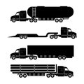 Truck silhouette icons set.