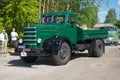 Truck Sisu 1950 years arrives at the exhibition and parade of vintage cars. Kerimyaki, Finland