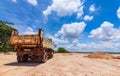 Truck at site construction under blue sky and nice cloud midday Royalty Free Stock Photo