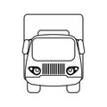 Truck small cargo transportation outline