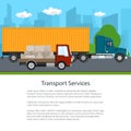 Truck and Small Cargo Van Drive, Poster Royalty Free Stock Photo