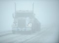 Truck in snow white-out, Dalton Highway, Alaska Royalty Free Stock Photo