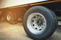 Truck spare wheels ,tire waiting for to change, trailer wheels maintenance. Royalty Free Stock Photo