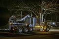 Truck stay at trackstop at night time Royalty Free Stock Photo