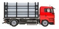 Truck with steel pipes, 3D rendering