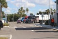 The truck stop and restaurant on Tampa Bay from the east side of the Sunshine Skyway Bridge near St. Petersburg Florida