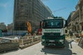 Truck stopped at construction site in Madrid