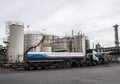 Truck and Storage tanks in oil refinery Royalty Free Stock Photo